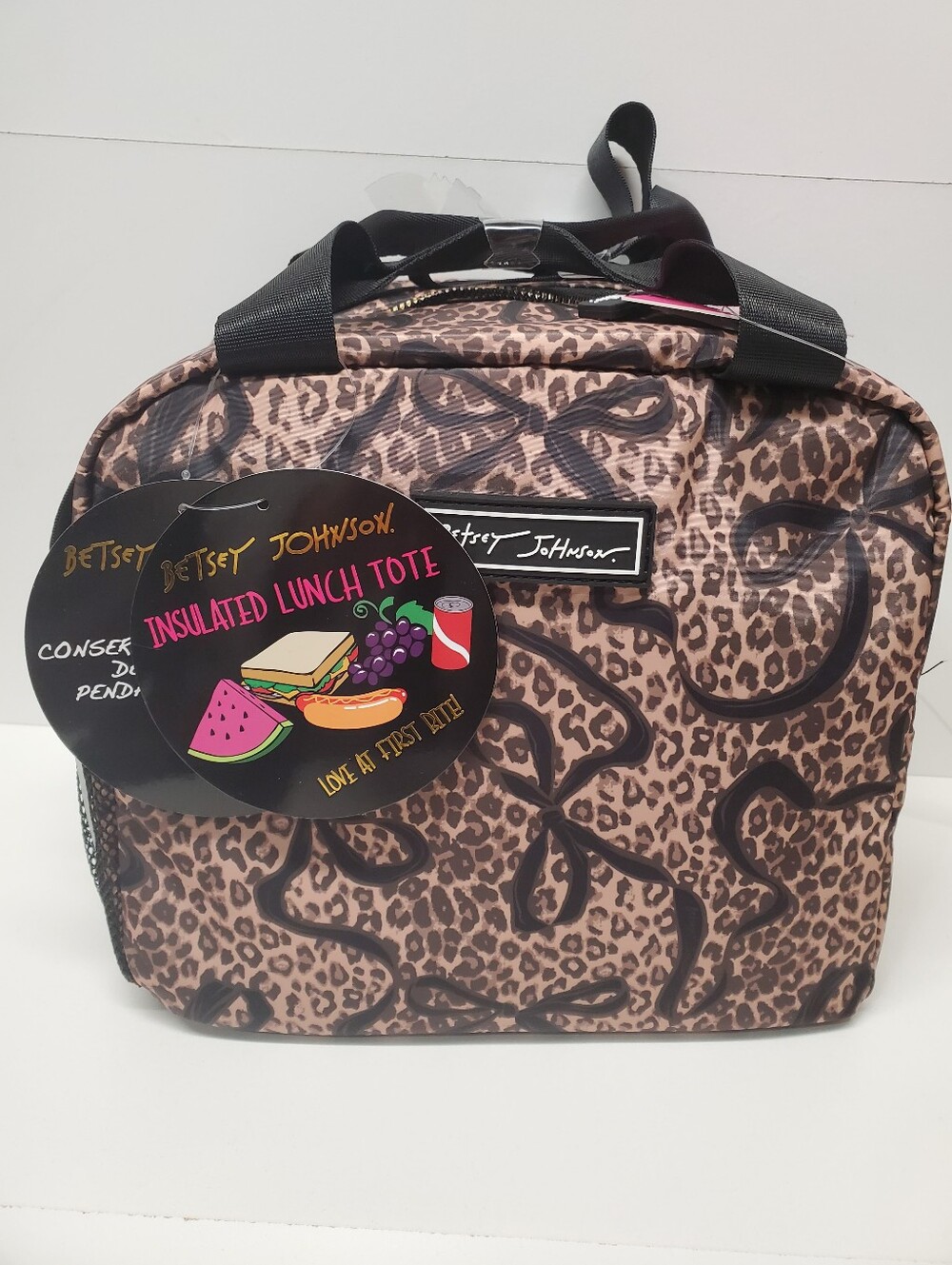 Betsey Johnson Leopard Print Insulated Lunch Box Tote - Brown and Black